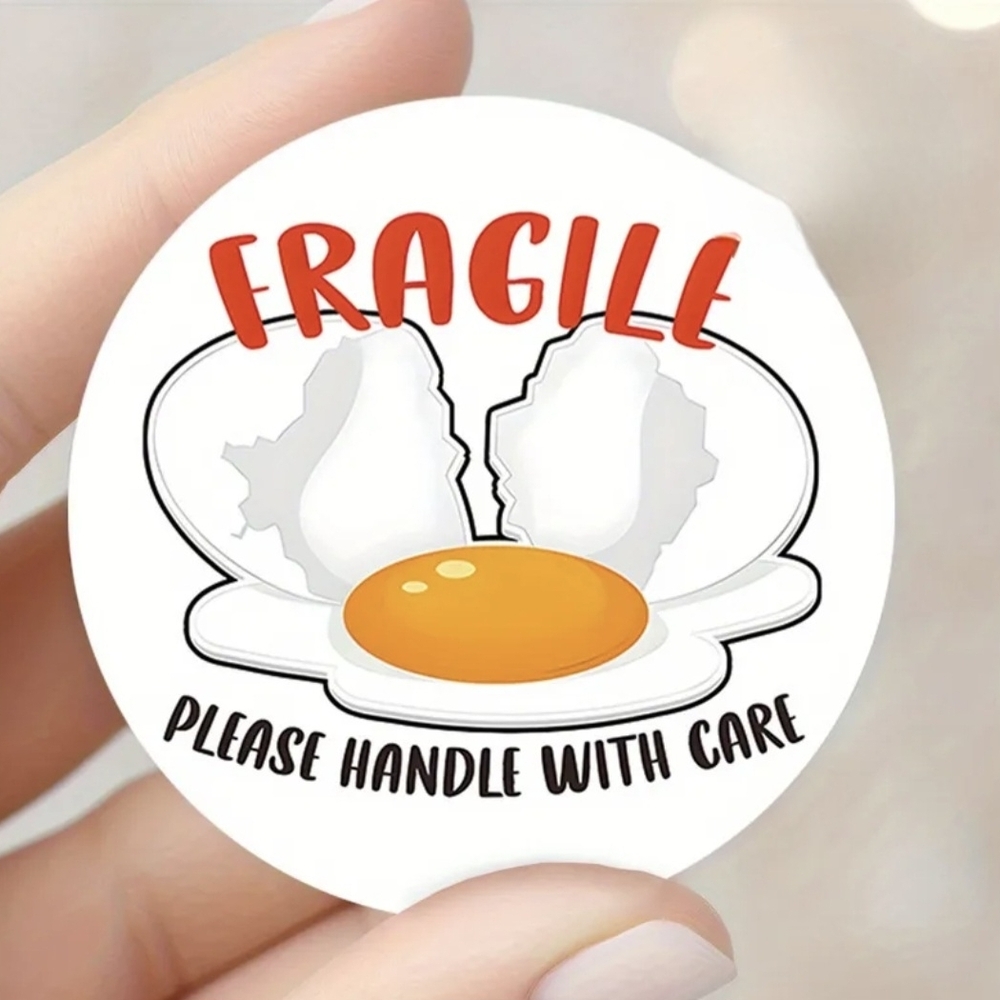 Eggshell Fragile Handle with Care Sticker-96 Pieces